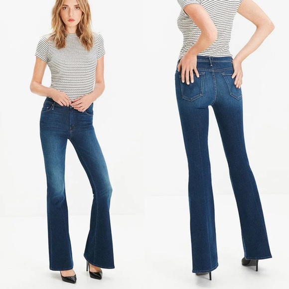 Mother “The Super Cruiser” in Power Play Dark Wash High Rise Flared Jeans - Picture 1 of 8